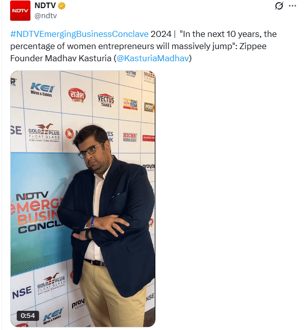 NDTV on X: Zippee founder Madhav Kasturia at the NDTV Emerging Business Conclave 2024